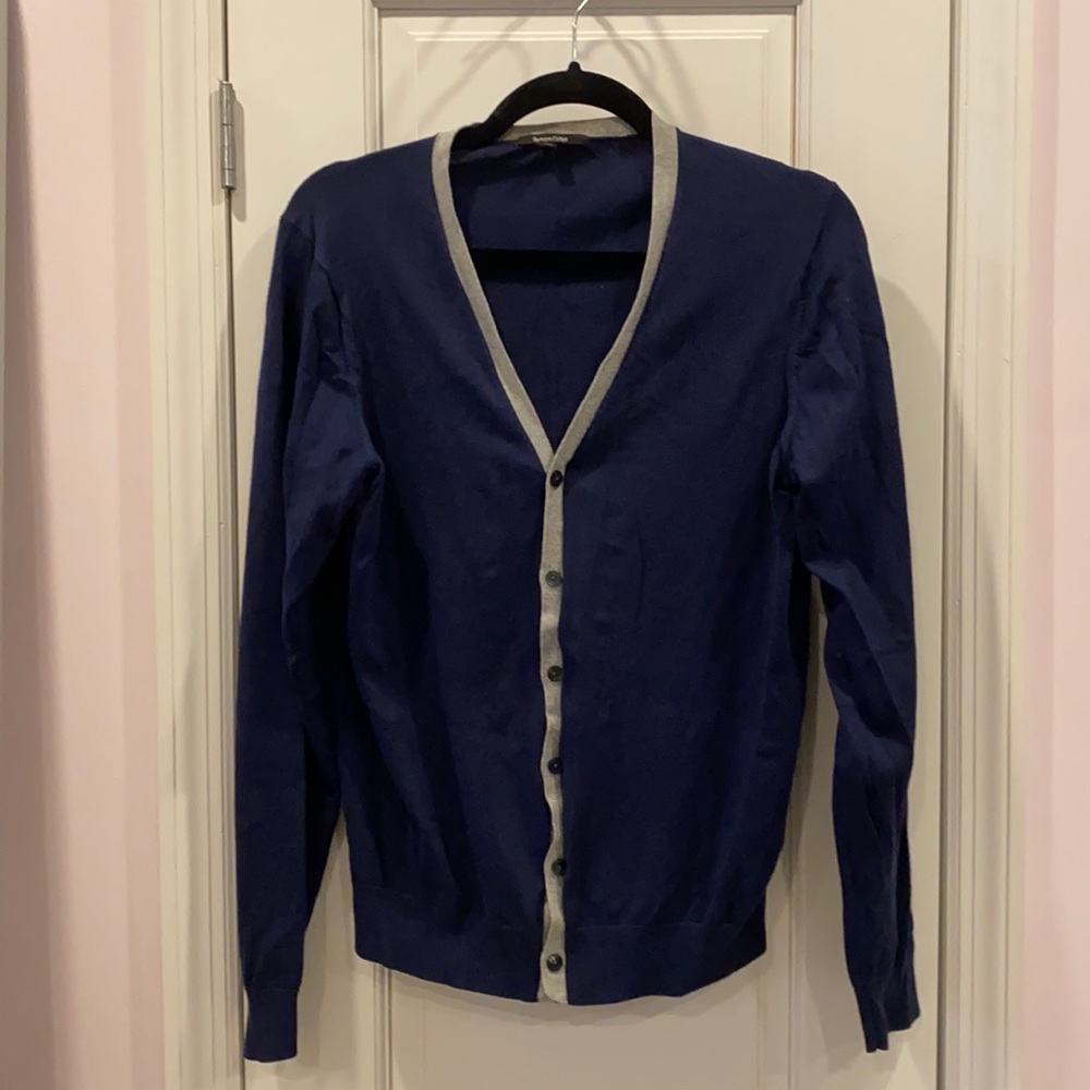 Blue button down cardigan, sz m